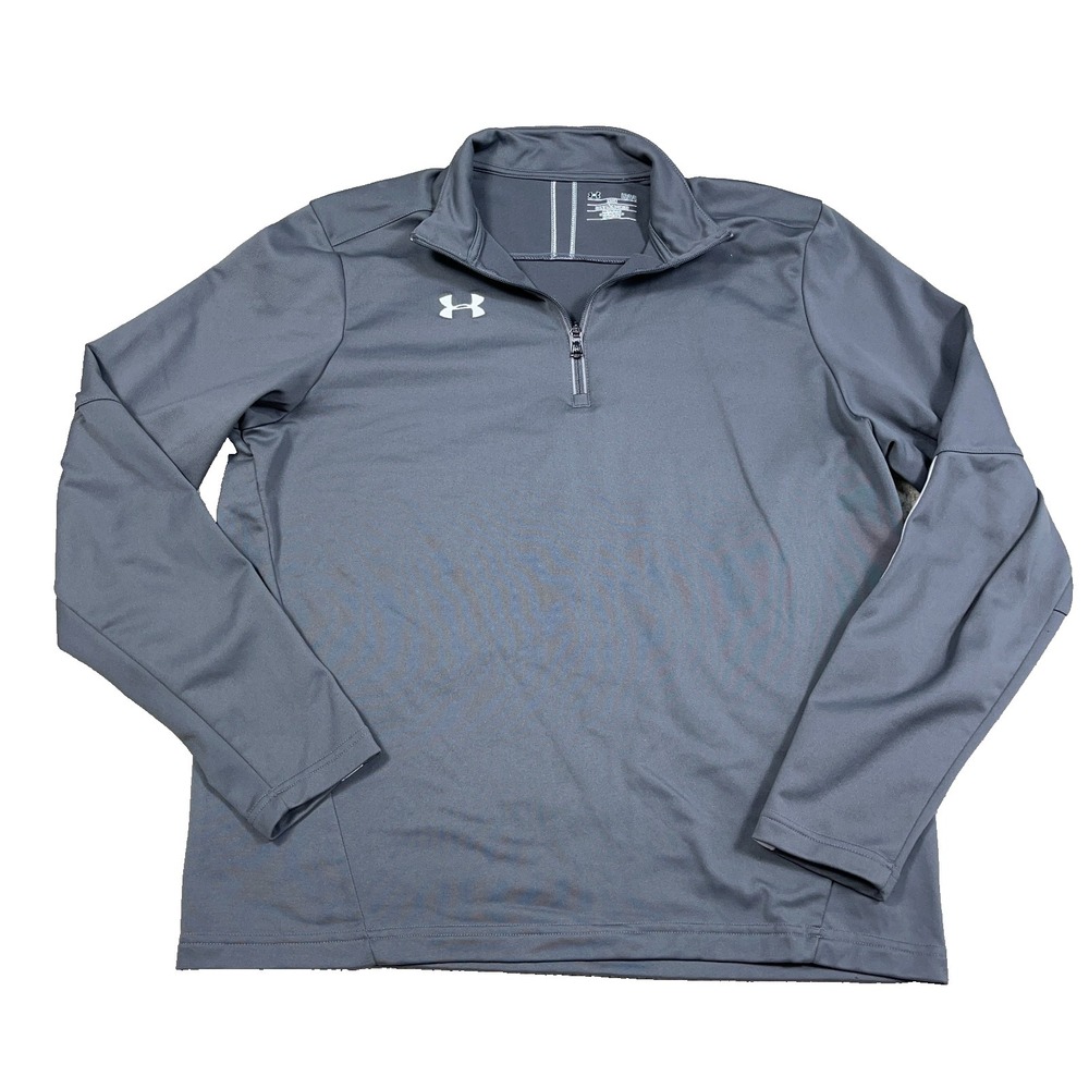 Under Armour Sweater Men Large Gray Pullover Quarter Zip Performance Loose‎ Fit